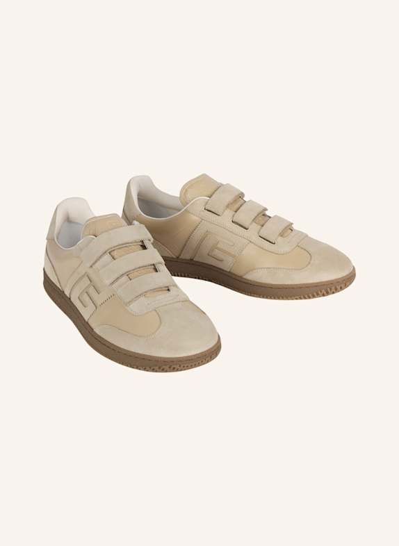 BALMAIN Balmain Swan Sneakers aus Glattleder und Wildleder KHAKI
