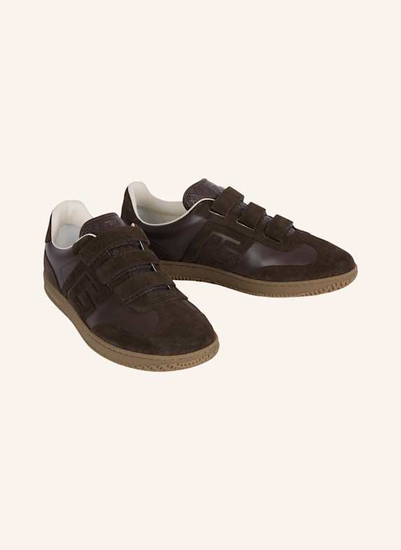 BALMAIN Balmain Swan Sneakers aus Glattleder und Wildleder BRAUN