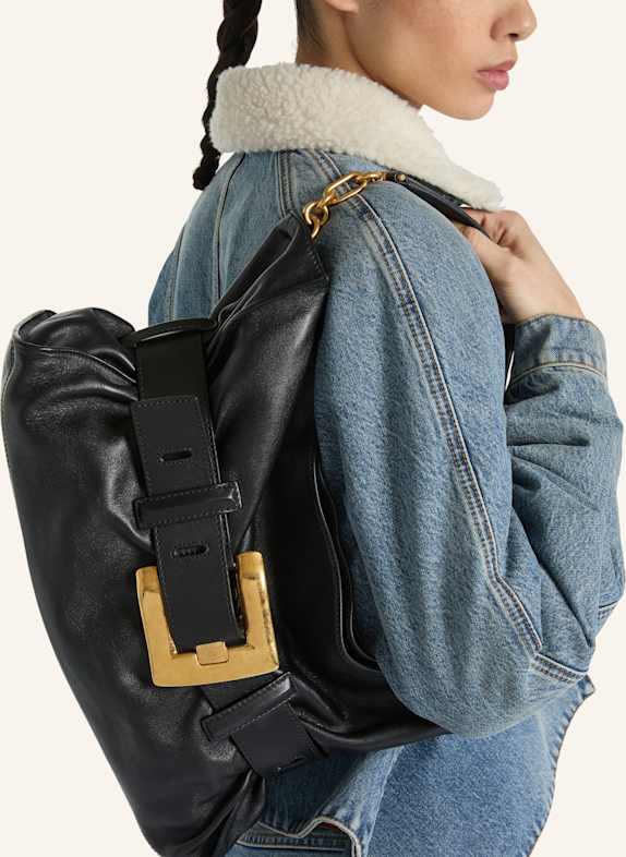 BALMAIN Mittelgroße Anthem Tasche aus Glattleder SCHWARZ