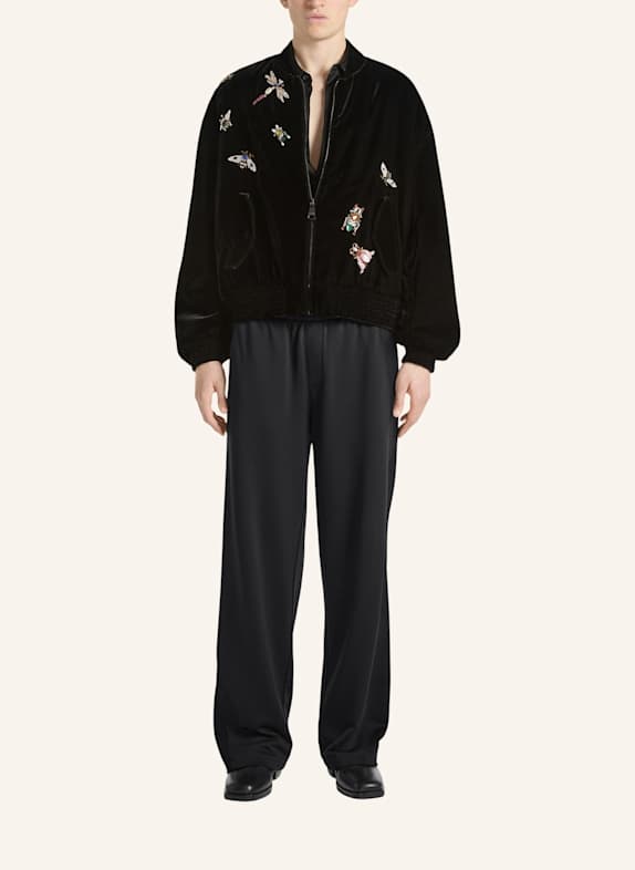 BALMAIN Bestickte Balmain Insect Bomberjacke aus Samt SCHWARZ