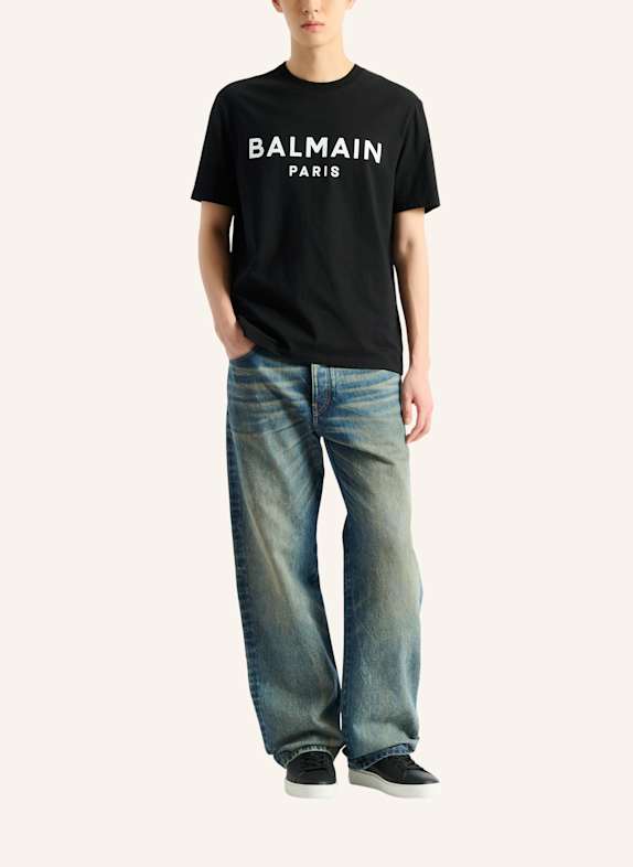BALMAIN Bedrucktes T-Shirt aus Baumwolle SCHWARZ