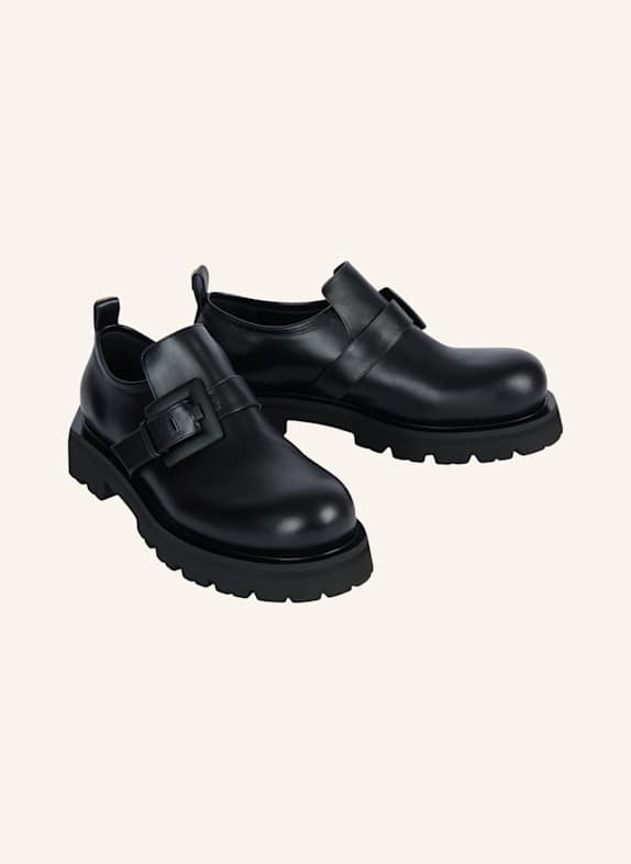 BALMAIN Anthem Mokassins aus glänzendem Leder SCHWARZ