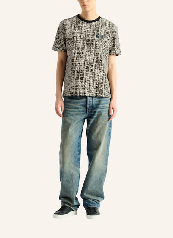 BALMAIN T-Shirt aus Jacquard mit Monogramm-Muster SCHWARZ