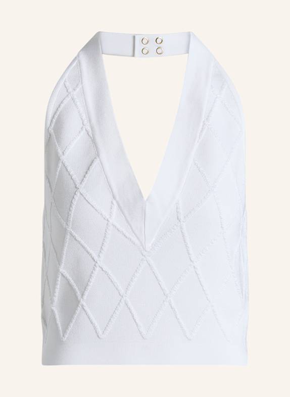 BALMAIN Rückenfreies Top aus gestepptem Strick WEISS