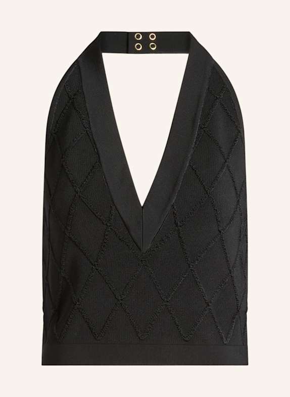 BALMAIN Rückenfreies Top aus gestepptem Strick SCHWARZ