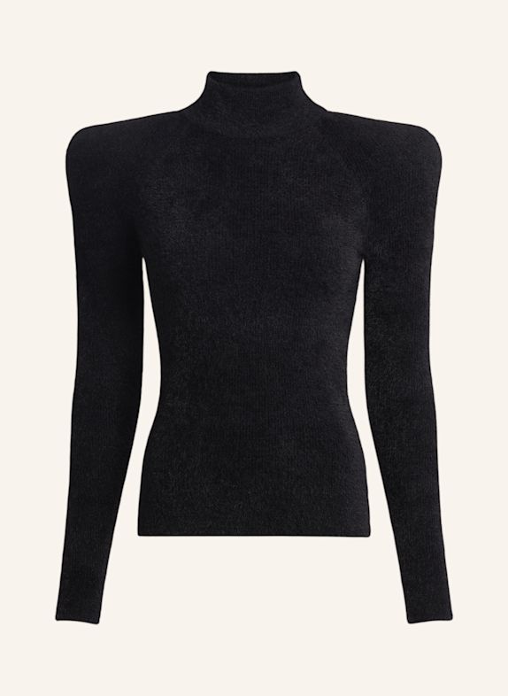 BALMAIN Flauschiger Rippstrickpullover SCHWARZ