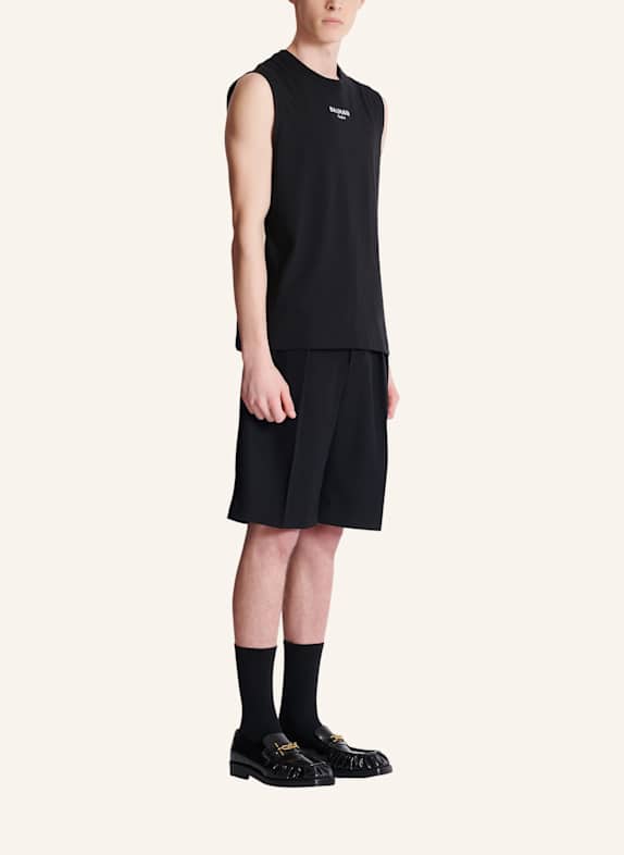 BALMAIN Besticktes Balmain Paris Tanktop SCHWARZ