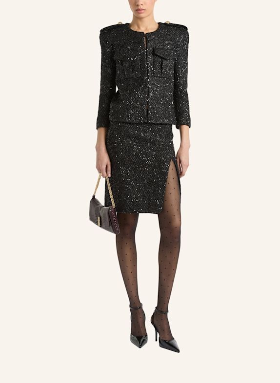 BALMAIN Tweedjacke mit Pailletten SCHWARZ