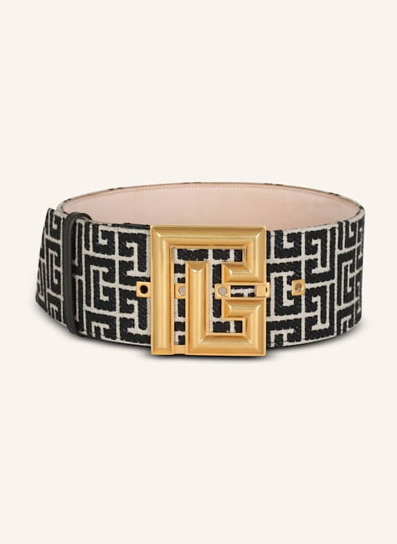 BALMAIN Gürtel P-Belt aus Monogramm-Jacquard SCHWARZ