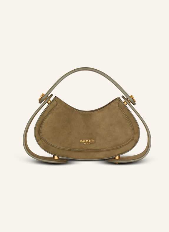 BALMAIN Mittelgroße Tasche Jolie Madame aus Wildleder KHAKI