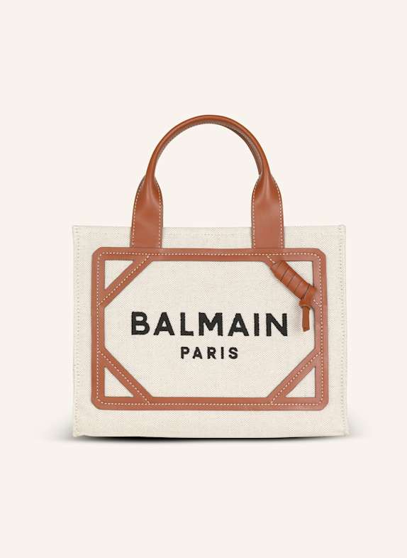 BALMAIN Kleiner Shopper B-Army aus Canvas mit Ledereinsätzen BEIGE