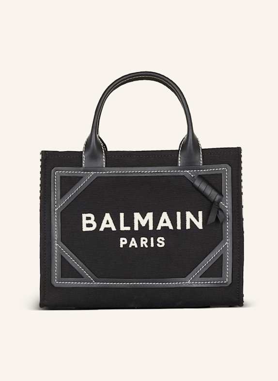 BALMAIN Shopper B-Army aus Monogramm-Canvas und Glattleder SCHWARZ