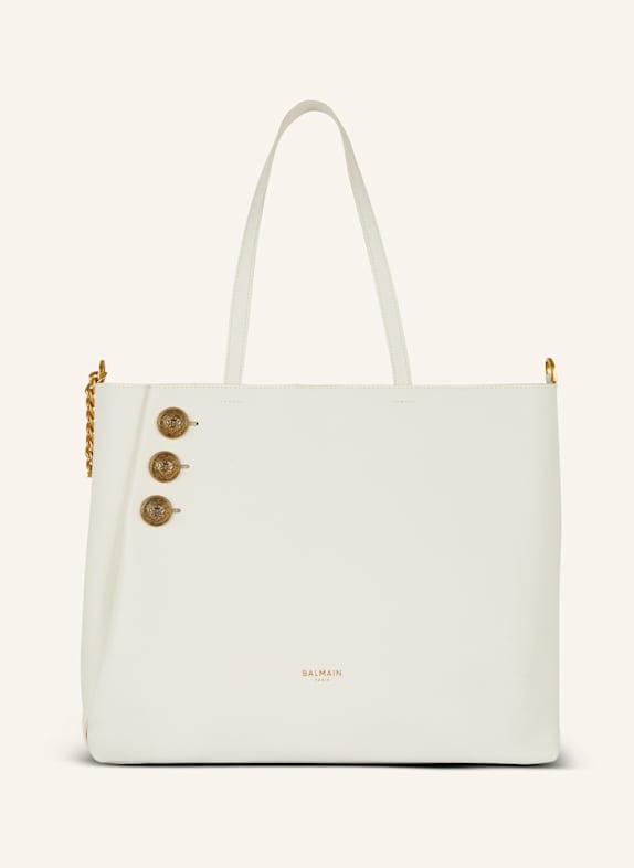 BALMAIN Shopper Emblčme aus Leder WEISS