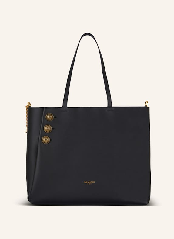 BALMAIN Shopper Emblčme aus Leder SCHWARZ