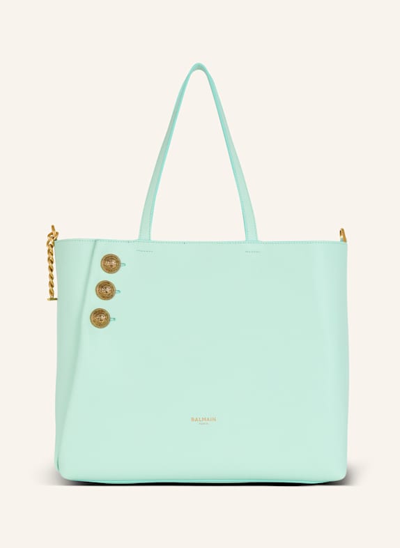 BALMAIN Shopper Emblčme aus genarbtem Kalbsleder BLAU