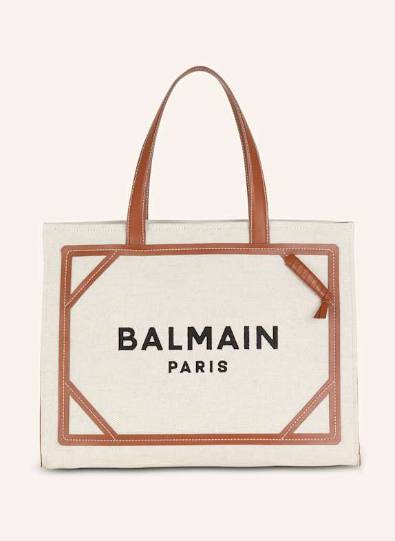 BALMAIN Shopper B-Army 42 aus Canvas mit Lederdetails BEIGE