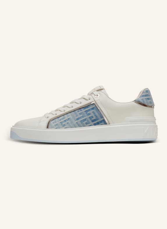 BALMAIN Sneakers B-Court aus Leder und Denim BLAU