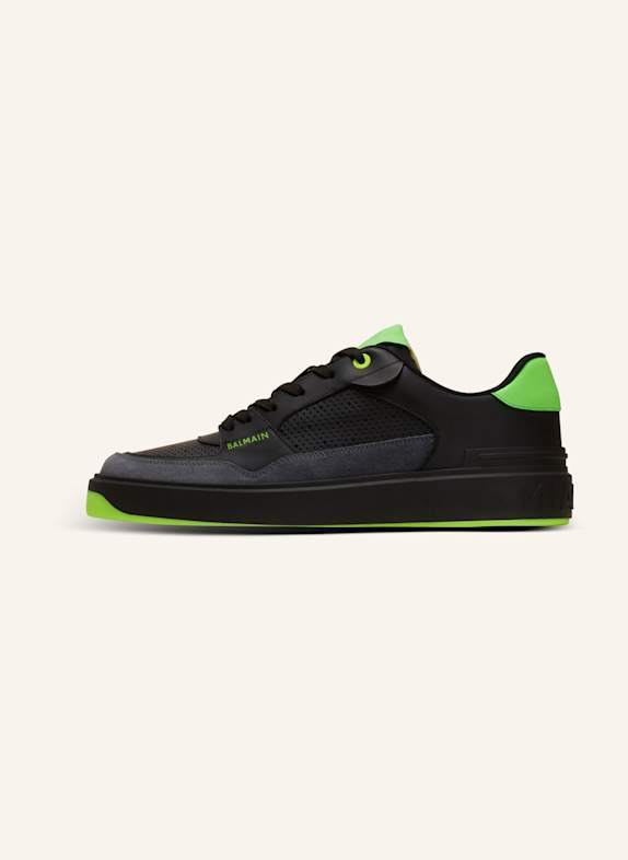 BALMAIN Sneakers B-Court Flip aus Kalbsleder und Wildleder SCHWARZ