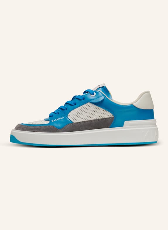 BALMAIN Sneakers B-Court Flip aus Kalbsleder und Wildleder BLAU