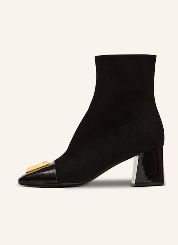 BALMAIN Stiefeletten Edna aus Wildleder mit Zehenpartie aus Lack SCHWARZ