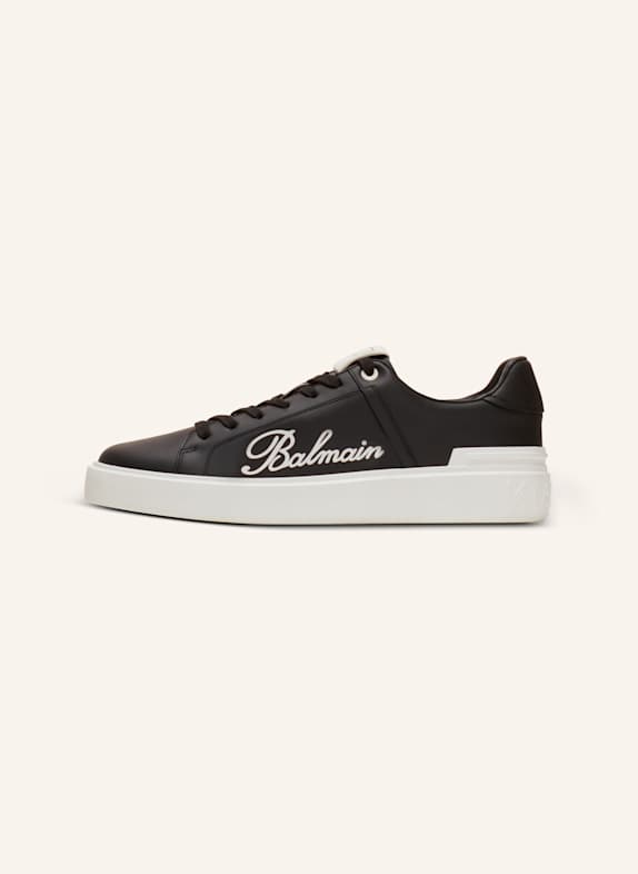 BALMAIN Sneakers B-Court aus Kalbsleder mit Balmain Signature SCHWARZ