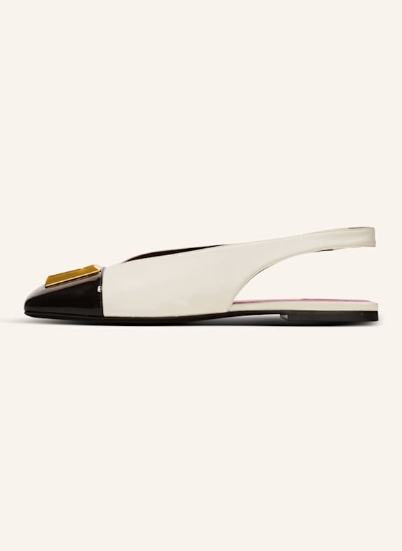 BALMAIN Flache Slingbacks Eden aus zweifarbigem Leder WEISS