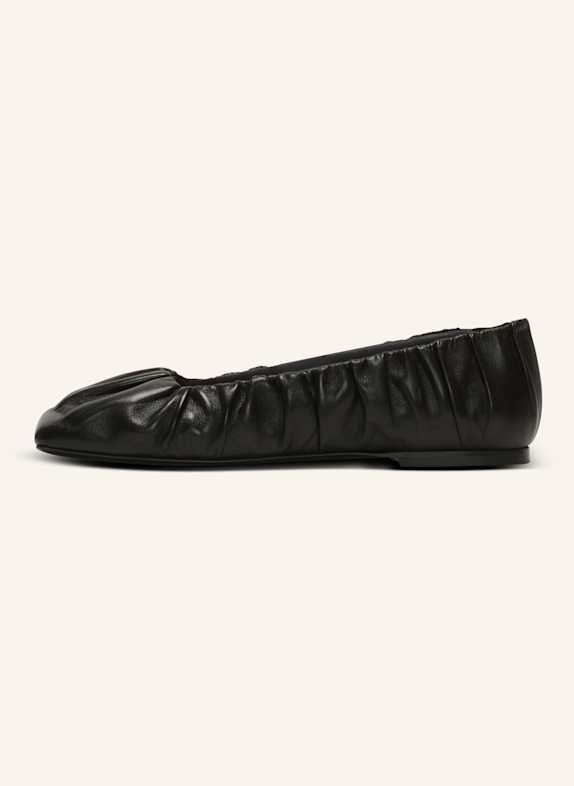 BALMAIN Ballerinas Eden aus gerafftem Lammleder SCHWARZ