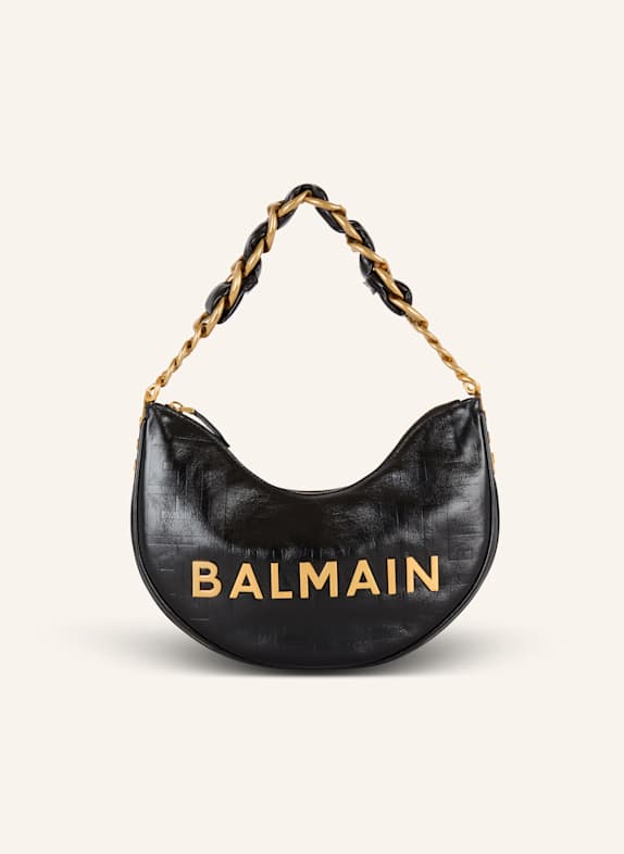 BALMAIN Tasche 1945 Soft Moon aus Kalbsleder mit Monogramm SCHWARZ