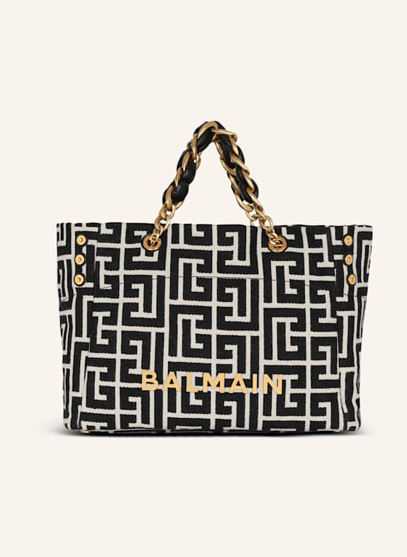 BALMAIN Shopper 1945 Soft aus Monogramm-Jacquard-Canvas SCHWARZ