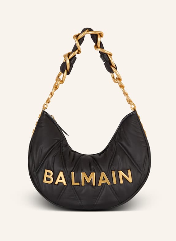 BALMAIN Tasche 1945 Soft Moon aus gestepptem Nylon mit Diamond-Muster SCHWARZ