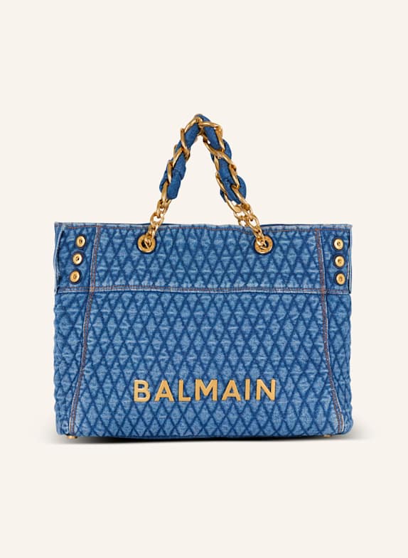 BALMAIN Shopper 1945 Soft aus gestepptem Denim mit Diamond-Muster BLAU