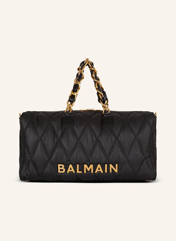 BALMAIN Reisetasche aus gestepptem Nylon mit Diamond-Muster SCHWARZ