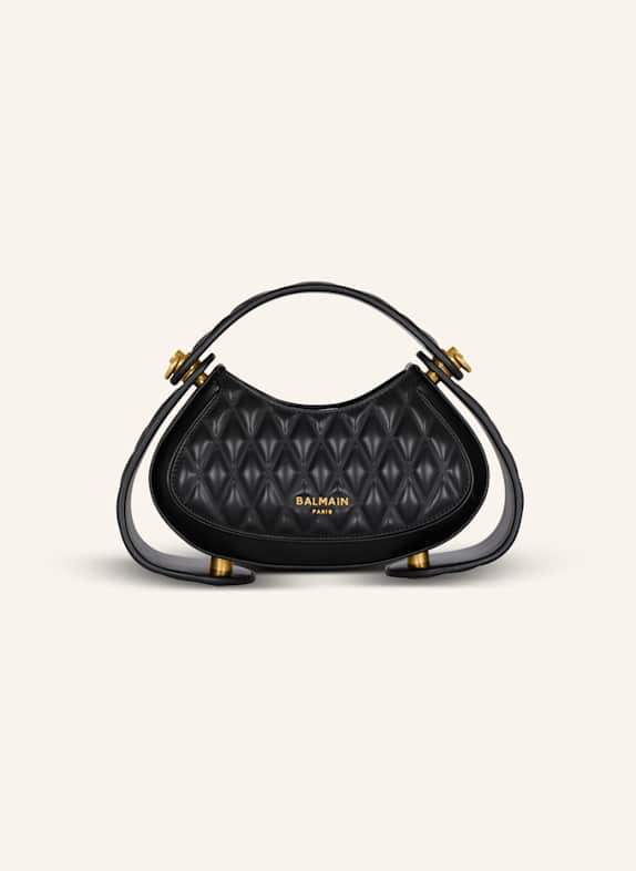 BALMAIN Kleine Tasche Jolie Madame aus gestepptem Leder SCHWARZ