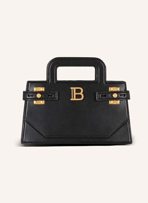 BALMAIN Kleine Tasche B-Buzz mit oberem Griff aus Kalbsleder SCHWARZ