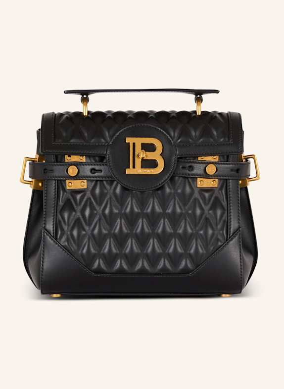 BALMAIN Tasche B-Buzz 23 aus gestepptem Kalbsleder mit Diamond-Muster SCHWARZ