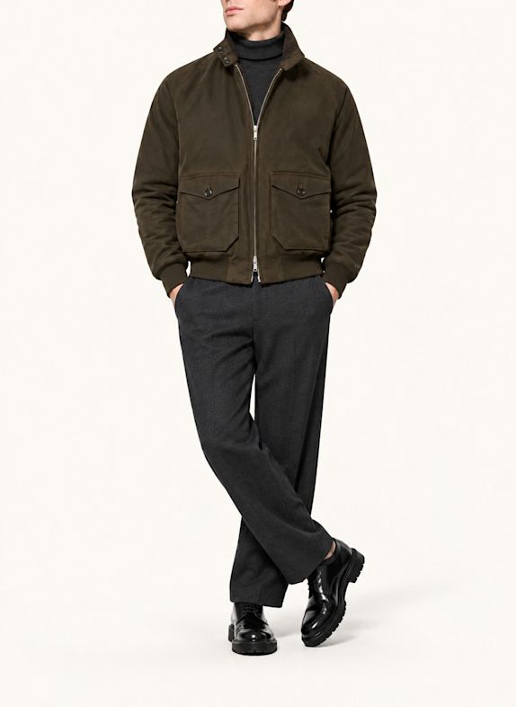 BARACUTA Jacke Waxed G9 HARRINGTON JACKET DUNKELGRÜN
