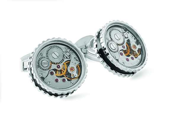 TATEOSSIAN Round Skeleton Gear static Manschettenknöpfe SILBER