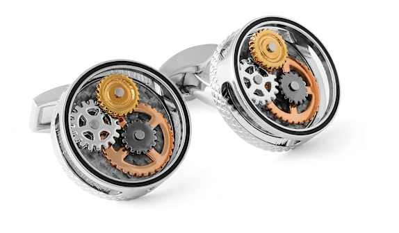 TATEOSSIAN Round Carbon Gear Manschettenknöpfe SCHWARZ