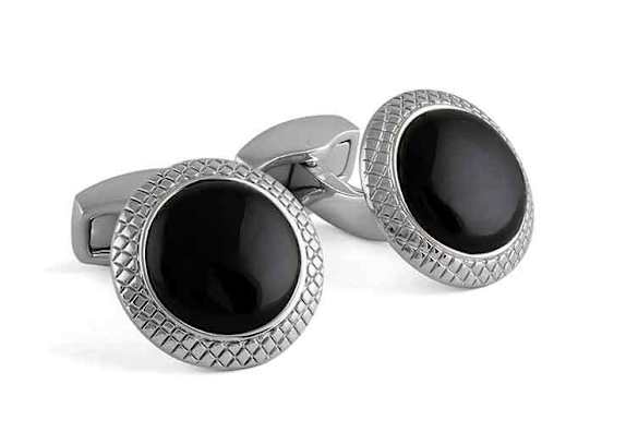 TATEOSSIAN Bullseye Semi Precious Manschettenknöpfe SCHWARZ