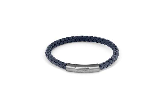 TATEOSSIAN Charles Leather Bracelet In Navy BLAU
