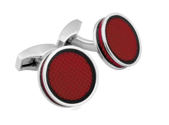 TATEOSSIAN Palladium beschichtet Tablet Ice Manschettenknöpfe With Red Emaille ROT