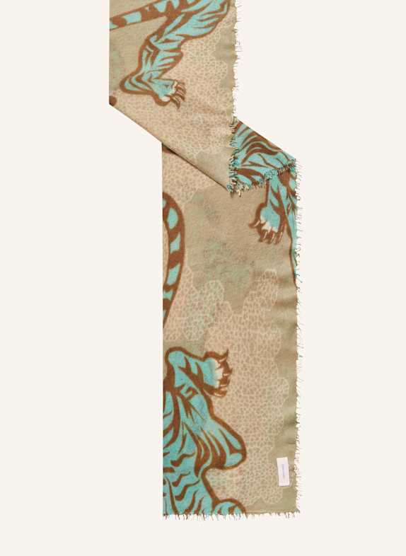 PURSCHOEN Cashmere-Schal BENGAL TIGER GRÜN