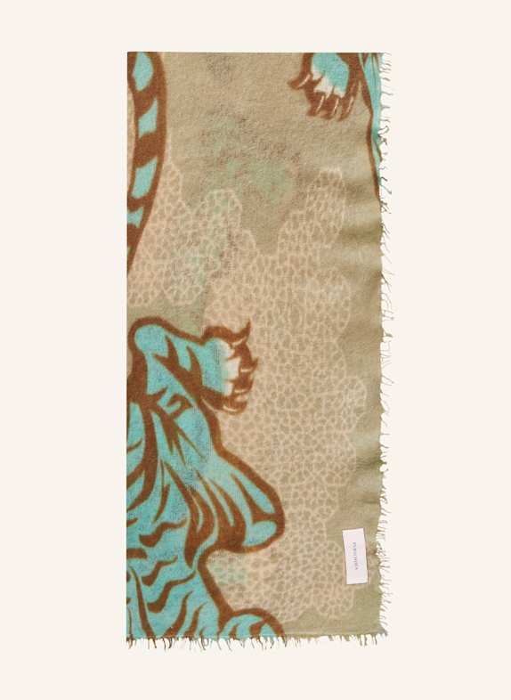 PURSCHOEN Cashmere-Schal BENGAL TIGER GRÜN