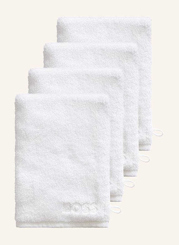 BOSS Waschhandschuh 4er Set PLAIN WEISS