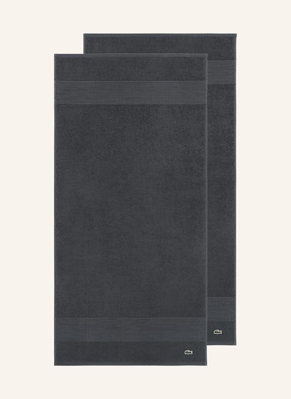 LACOSTE Handtuch 2er Set LLECROCO DUNKELGRAU