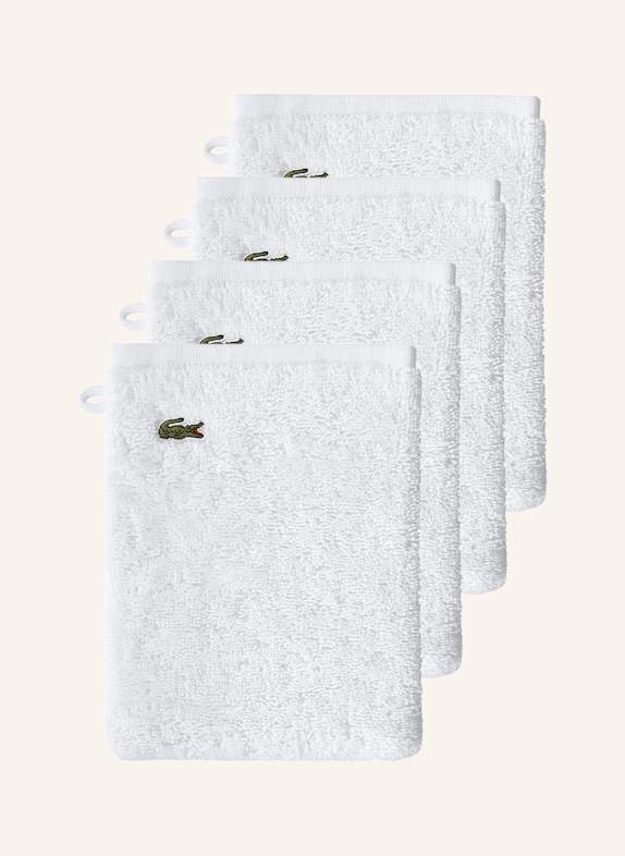 LACOSTE Waschhandschuh 4er Set LLECROCO WEISS