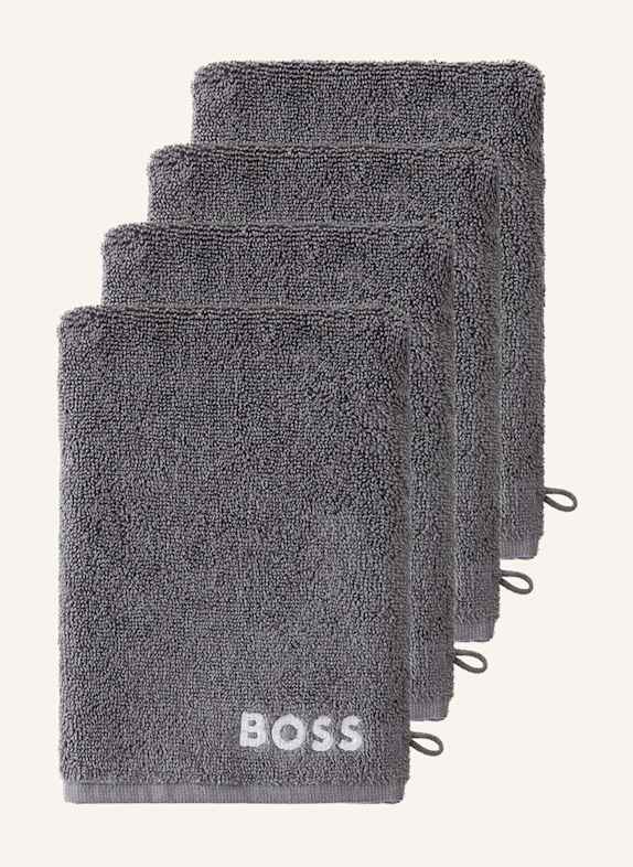 BOSS Waschhandschuh 4er Set PLAIN DUNKELGRAU