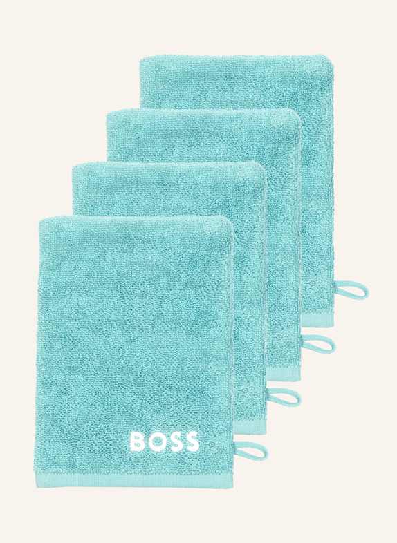 BOSS Waschhandschuh 4er Set PLAIN TÜRKIS