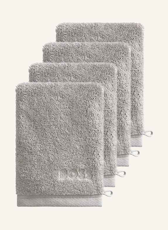 BOSS Waschhandschuh 4er Set LOFT SILBER