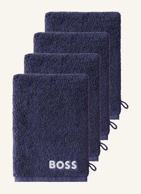 BOSS Waschhandschuh 4er Set PLAIN DUNKELBLAU
